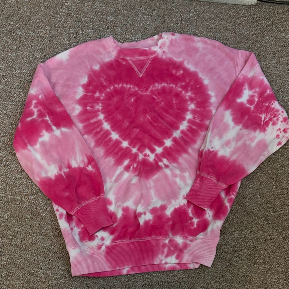 No Boundaries Pink Tie-Dye Heart Sweater